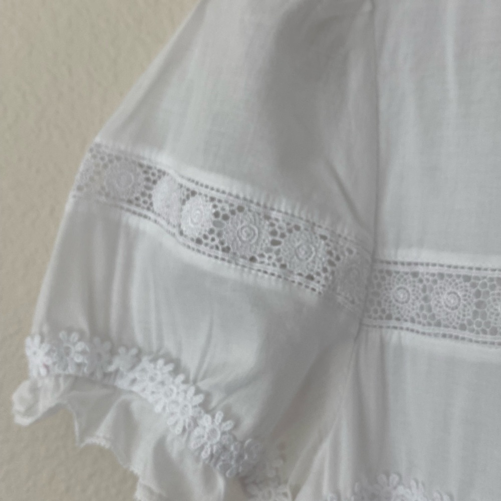 J.Crew Women’s Daisy Chain White Peplum Short Puff Sleeve Top Size Medium - Picture 3 of 14